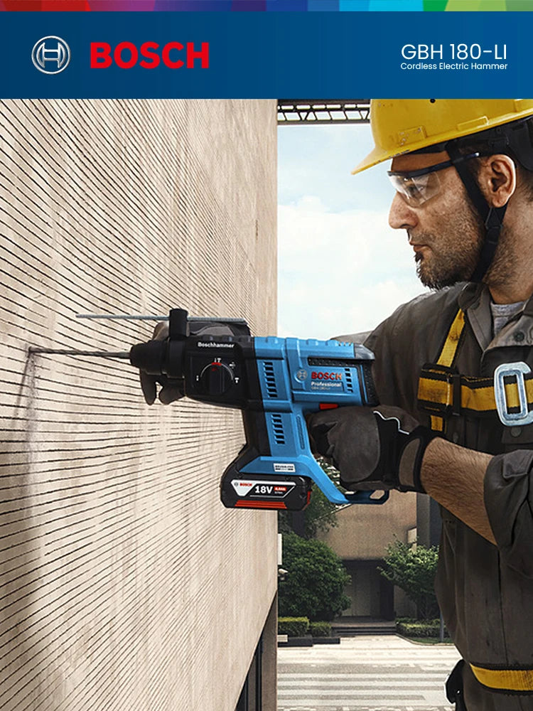 Bosch GBH 180-Li Cordless Electric Hammer Drill 18V Brushless 2 J Impact Driller Sds Plus Reverse Hammer Tool for Concrete Steel