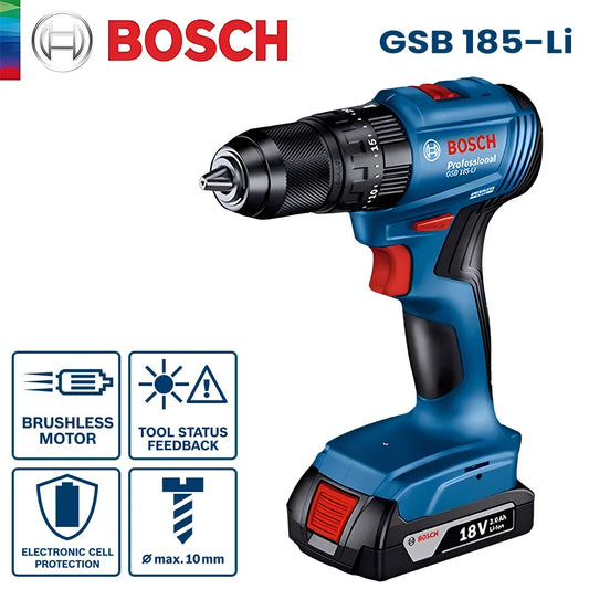 Bosch GSB 185 Li Impact Drill Cordless Brushless Electric Drill 50Nm Maximum Torque Hammer Drilling Screwdriver Bosch Power Tool