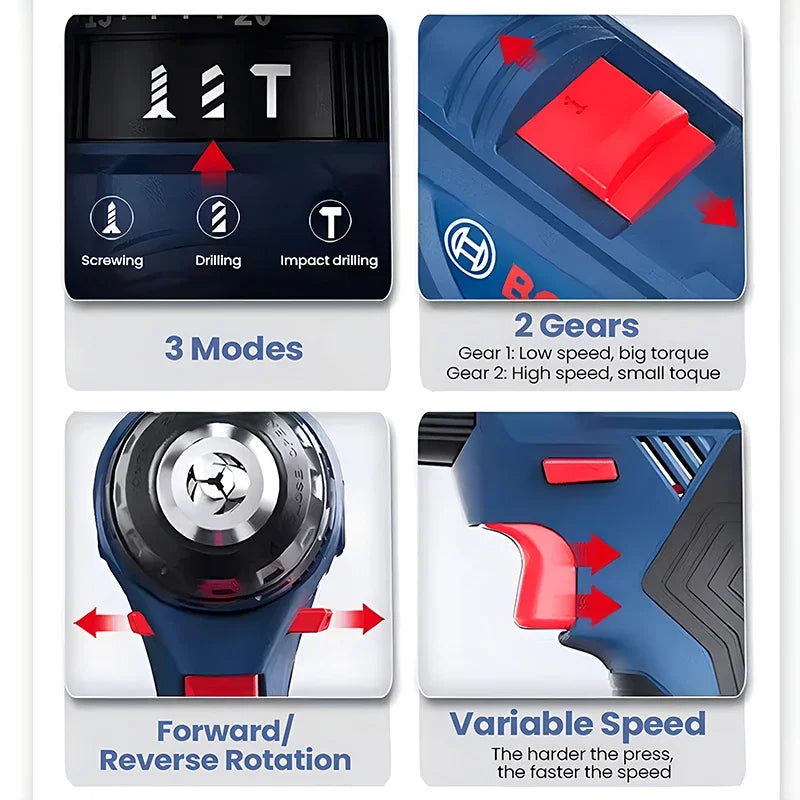 Bosch GSB 185 Li Impact Drill Cordless Brushless Electric Drill 50Nm Maximum Torque Hammer Drilling Screwdriver Bosch Power Tool