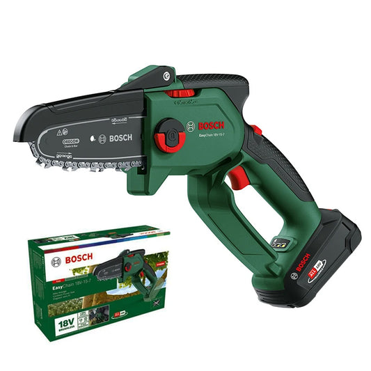 Bosch EasyChain 18V-15-7 Brushless Cordless Mini Chainsaw – Compact Pruner & Wood Cutting Tool (Max 13cm Cutting Width)