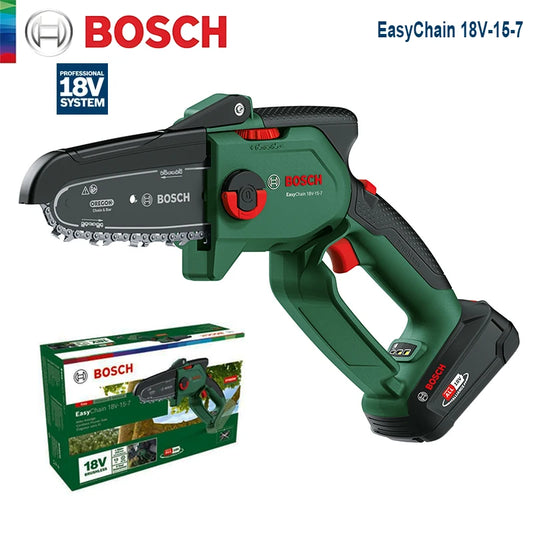 Bosch 18V Cordless Chainsaw Easychain 18V-15-7 Compact Pruner Power Tools Brushless Mini Electric Pruning Saw for Cutting Wood