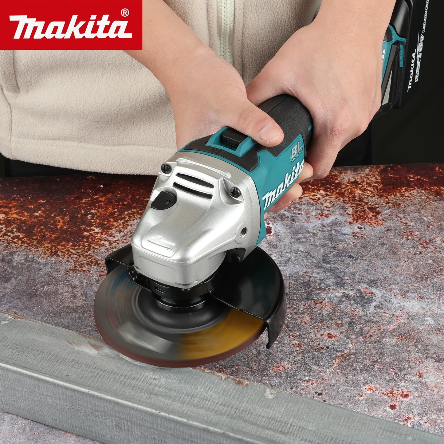 Makita Electric Goddess DGA404 125MM Cordless Electric Angle Grinder Brushless Variable Speed Cutting Machine For 18V Battery