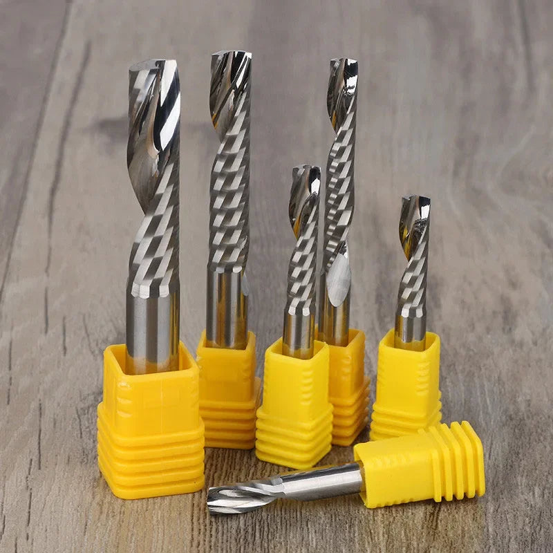 2Pcs 3A CNC Single Flute End Mill Spiral Cutter for MDF, PVC & Wood Milling