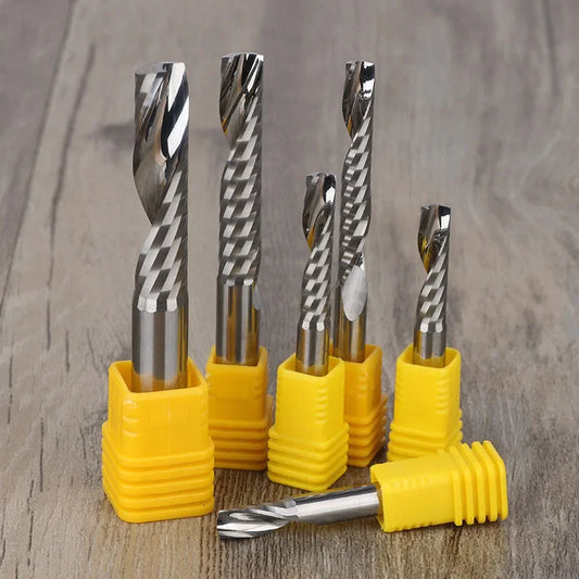 2Pcs 3A CNC Single Flute End Mill Spiral Cutter for MDF, PVC & Wood Milling