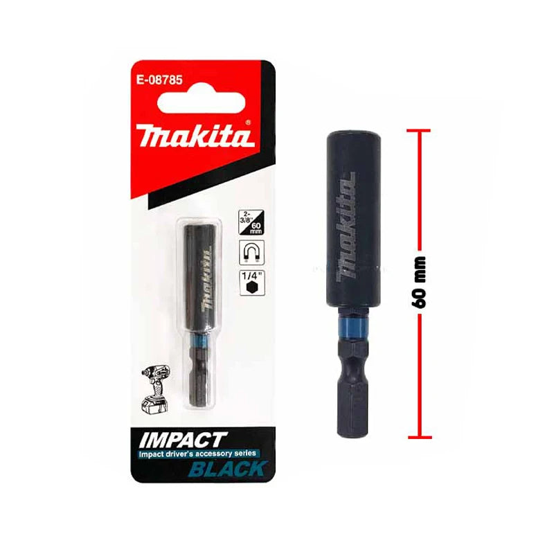 Makita E-08785 Impact Magnetic Extension Bit Holder Black 60MM/1/4" Hexagon  Rust Resistant Durable Tool Accessories