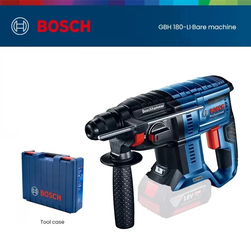 Bosch GBH 180-Li Cordless Electric Hammer Drill 18V Brushless 2 J Impact Driller Sds Plus Reverse Hammer Tool for Concrete Steel