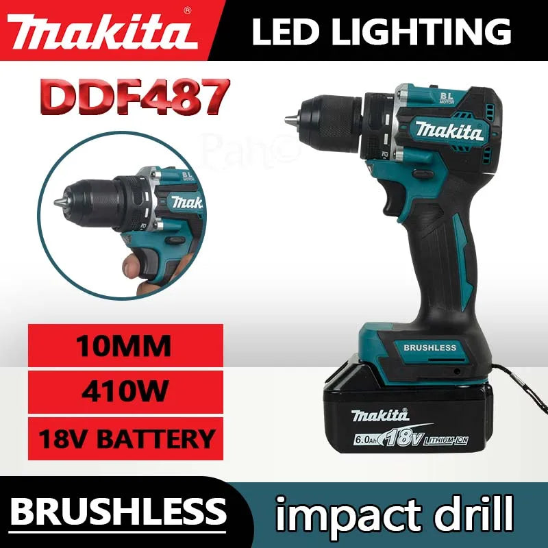 Makita DDF487-10 Brushless Impact Drill Cordless Electric Driver Multifunctional Power Tool For 18V Makita Battery