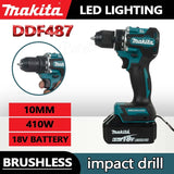 Makita DDF487-10 18V Brushless Cordless Impact Drill & Driver – Multifunction Power Tool (Compatible with Makita 18V Batteries)