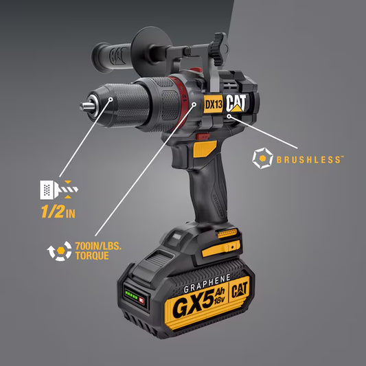 1/2-In 18-Volt Variable Speed Brushless Cordless Hammer Drill 1 -Batteries