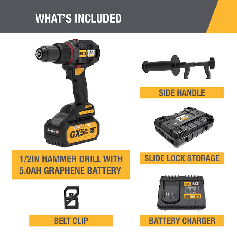 1/2-In 18-Volt Variable Speed Brushless Cordless Hammer Drill 1 -Batteries