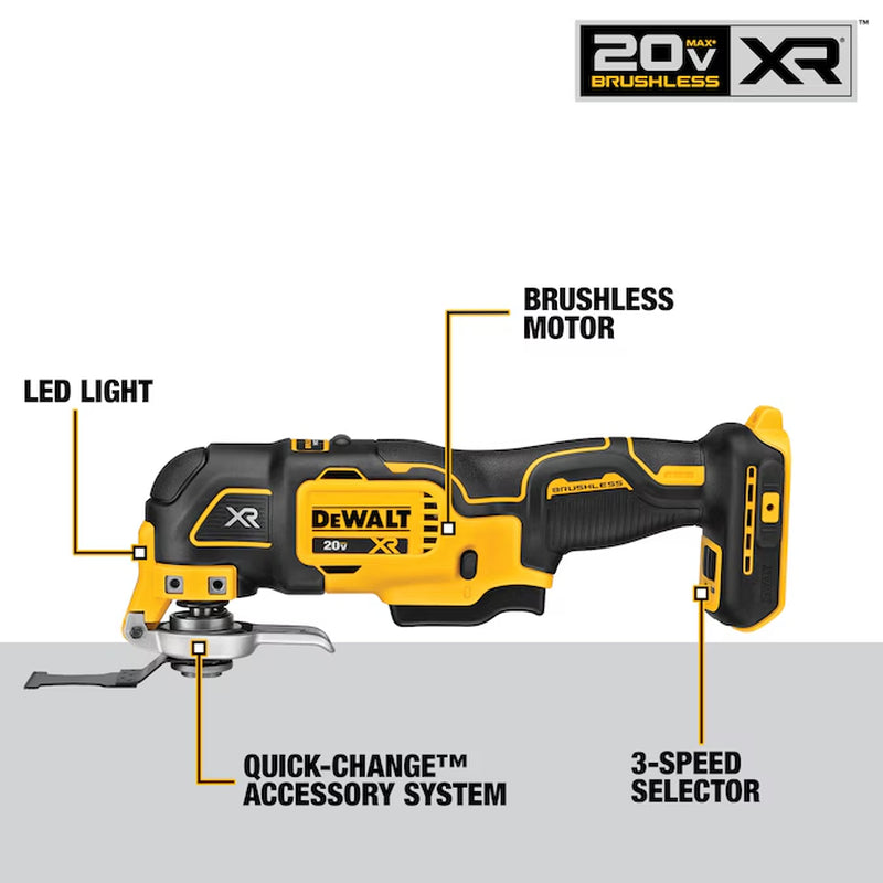 XR 20-Volt Max Cordless Brushless 3-Speed 8 -Piece Oscillating Multi-Tool with Soft Case 1 -Batteries Included