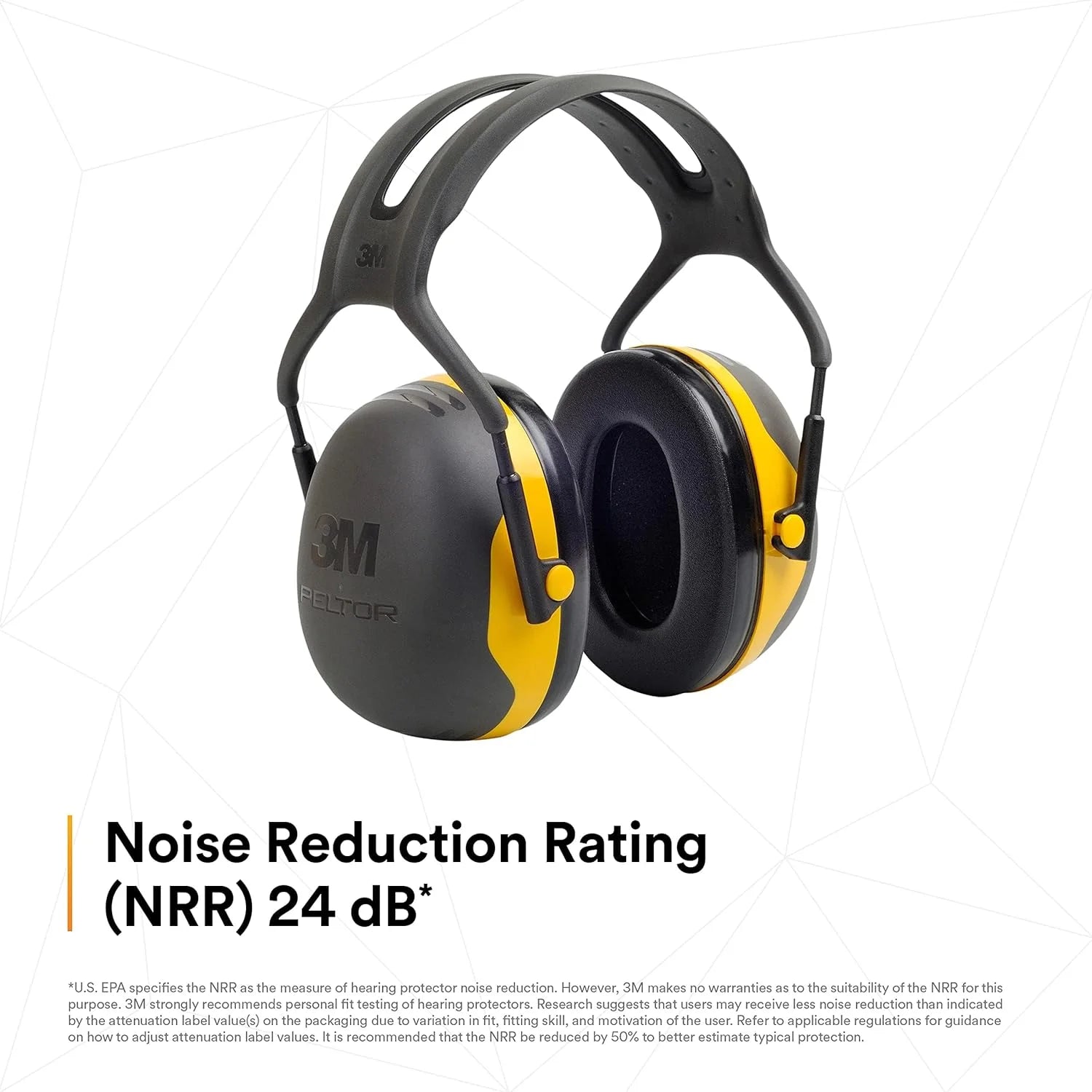 Peltor Black and Yellow Model X2A/37271(AAD) Over-The-Head Hearing Conservation Earmuffs