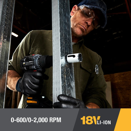Caterpillar Cat® DX11 18V 1 for ALL 1/2" Cordless Drill/Driver with Brushless Motor and Two Batteries
