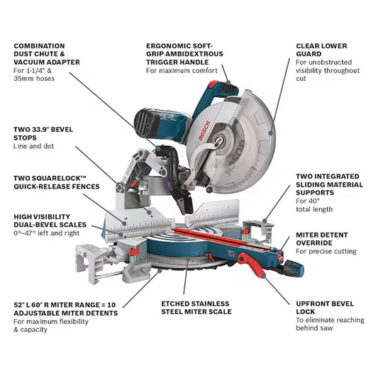Glide 12-In 15-Amp Dual Bevel Sliding Compound Corded Miter Saw