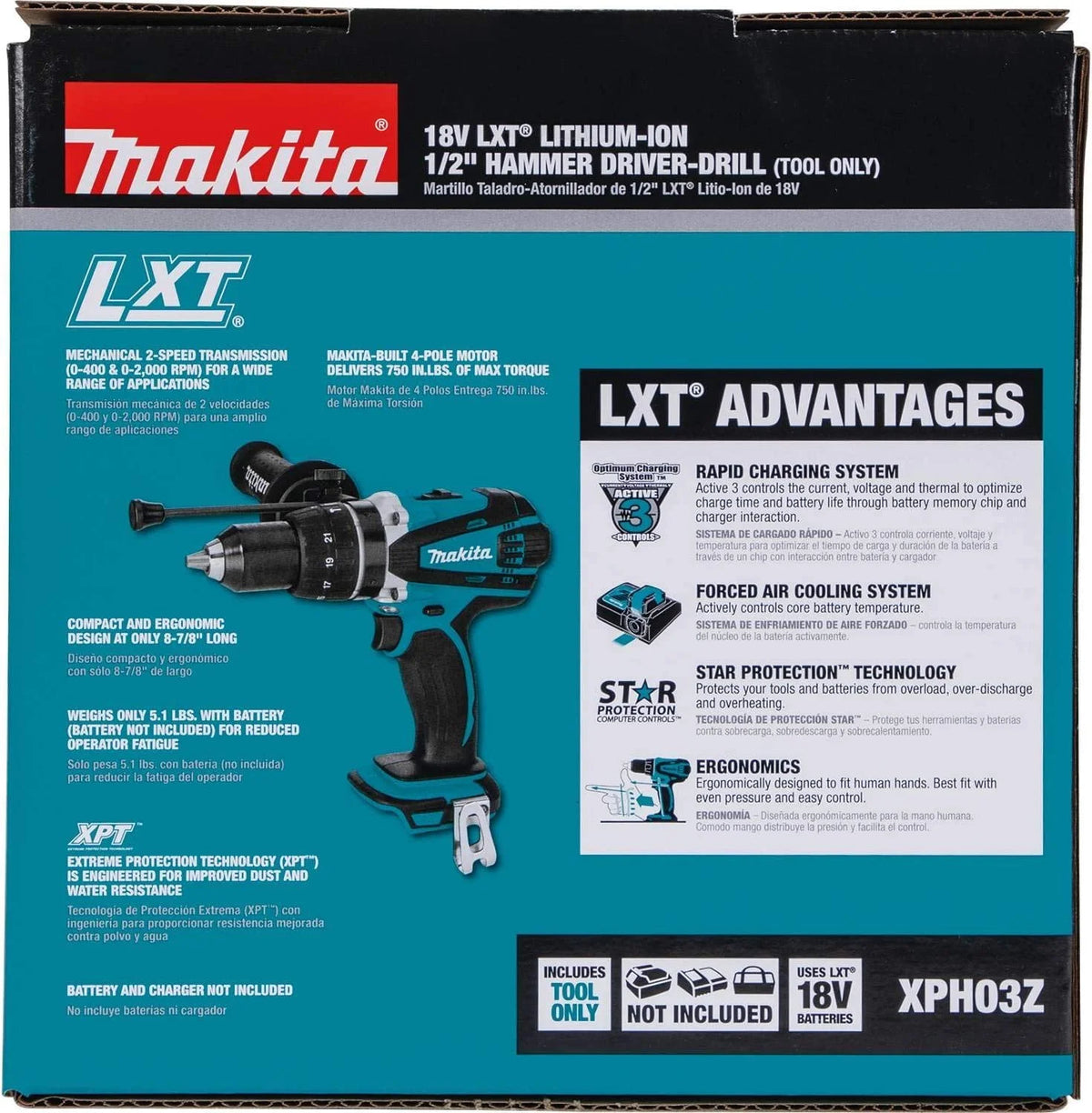 XPH03Z 18V LXT Lithium-Ion Cordless 1/2" Hammer Driver-Drill, Tool Only