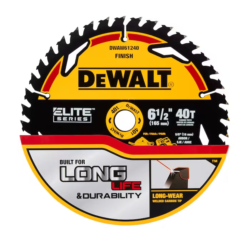 ELITE SERIES 6-1/2-In 40 -Tooth Fine Finish Tungsten Carbide-Tipped Steel Circular Saw Blade Individual