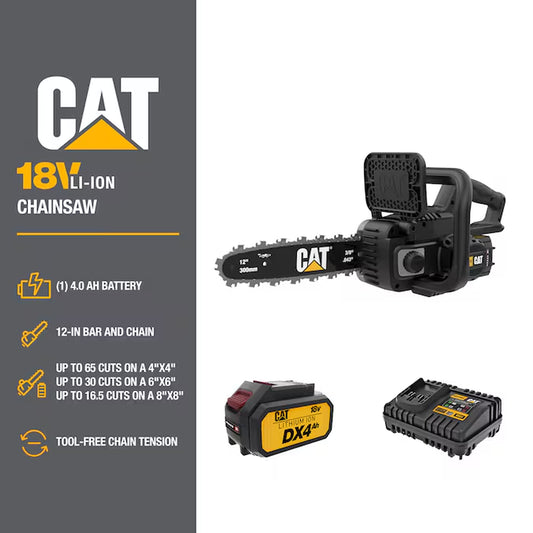 18-Volt 12-In Battery 4 Ah Chainsaw Battery Included Charger Included