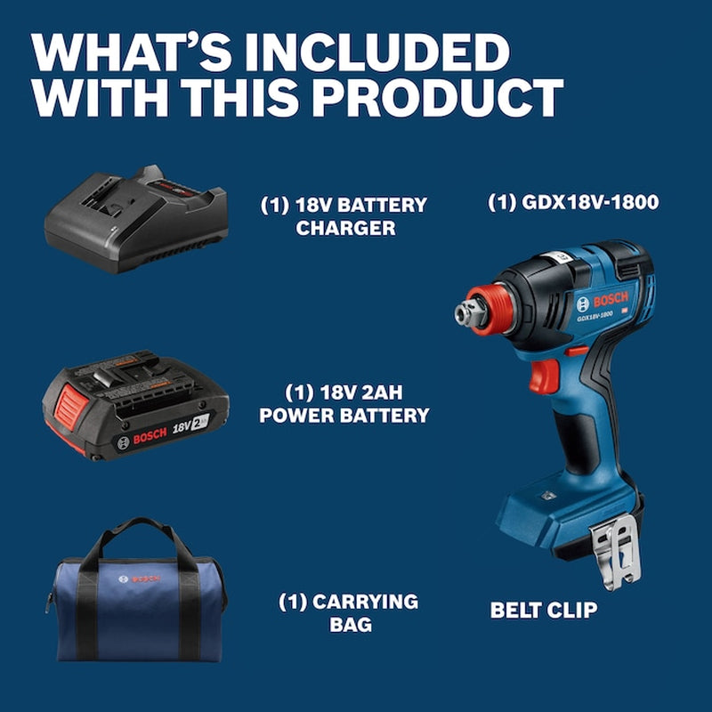 Two-In-One 18-Volt 1/4-In 1/2-In Brushless Cordless Impact Driver (Battery Included and Charger Included and Soft Bag Included)