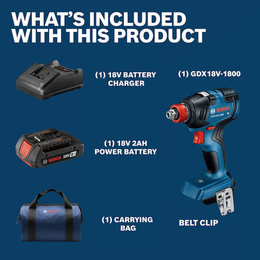 Two-In-One 18-Volt 1/4-In 1/2-In Brushless Cordless Impact Driver (Battery Included and Charger Included and Soft Bag Included)