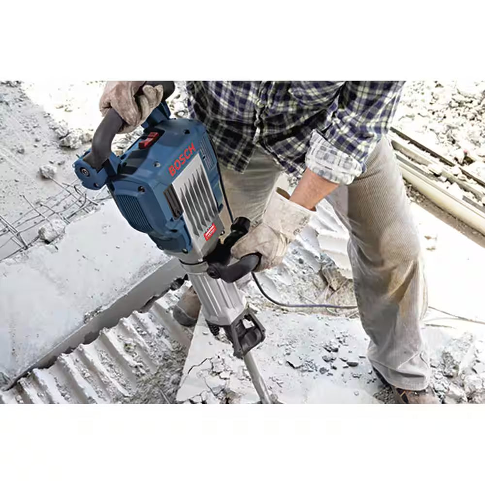15 Amp 1-1/8 In. Corded Concrete Electric Hex Breaker Hammer Kit with Hard Carrying Case with Wheels
