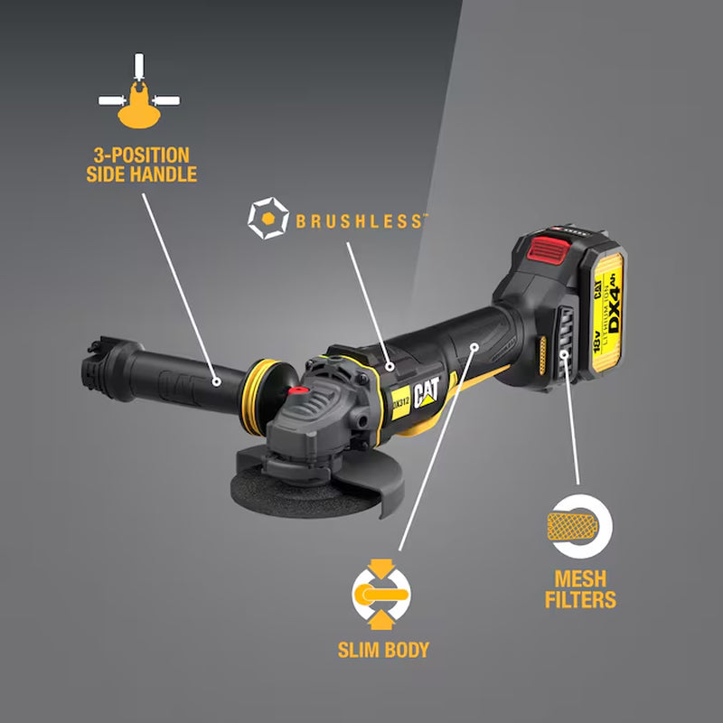 4.5-In Sliding Switch Brushless Cordless Angle Grinder