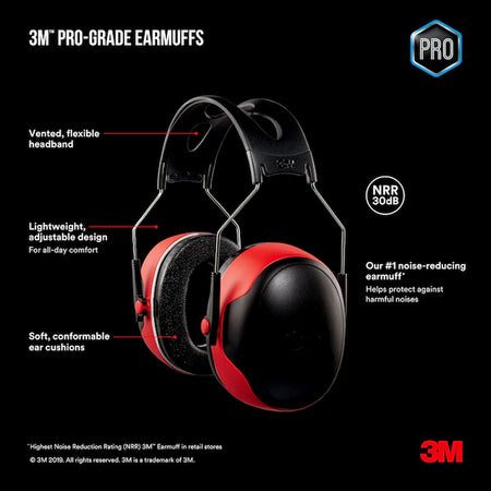 Pro Grade Earmuff Reusable Cordless Hearing Protection Earmuffs Noise Reduction Rating (NRR) of 30 Db Db Noise Reduction Rating