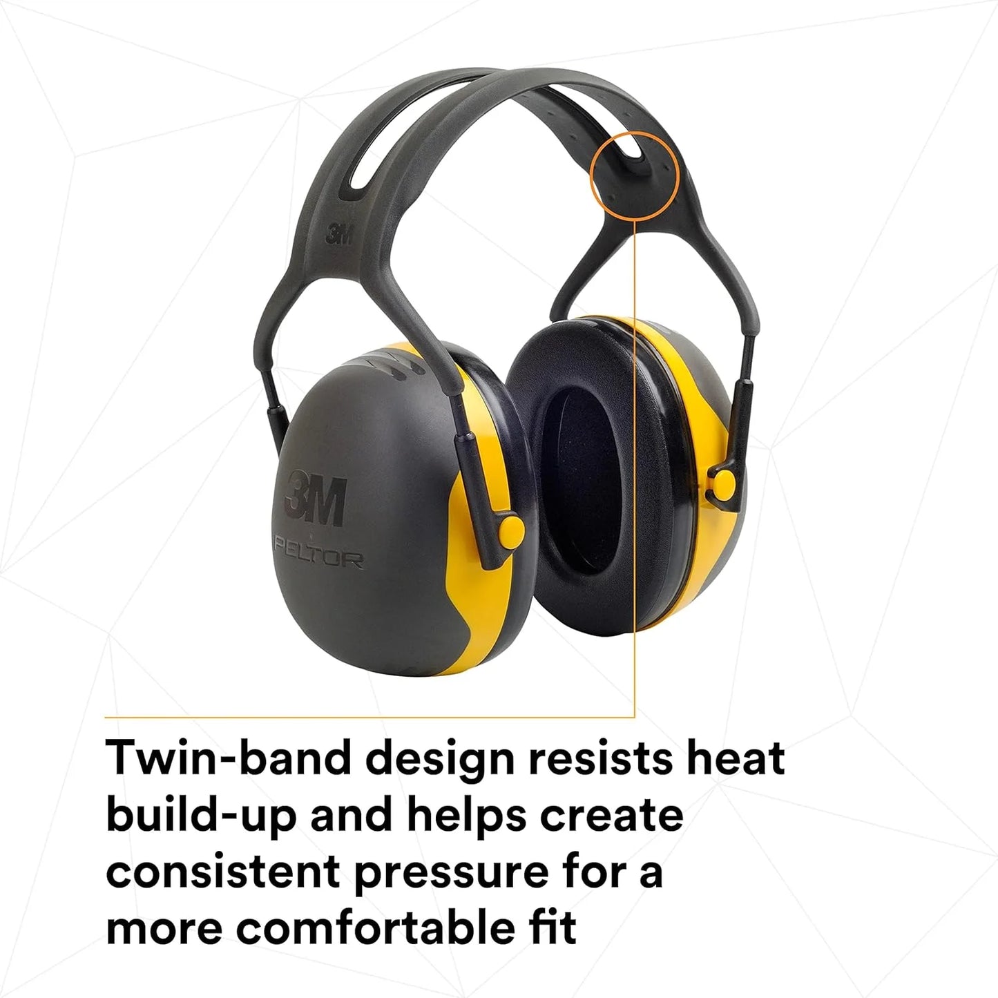 Peltor Black and Yellow Model X2A/37271(AAD) Over-The-Head Hearing Conservation Earmuffs