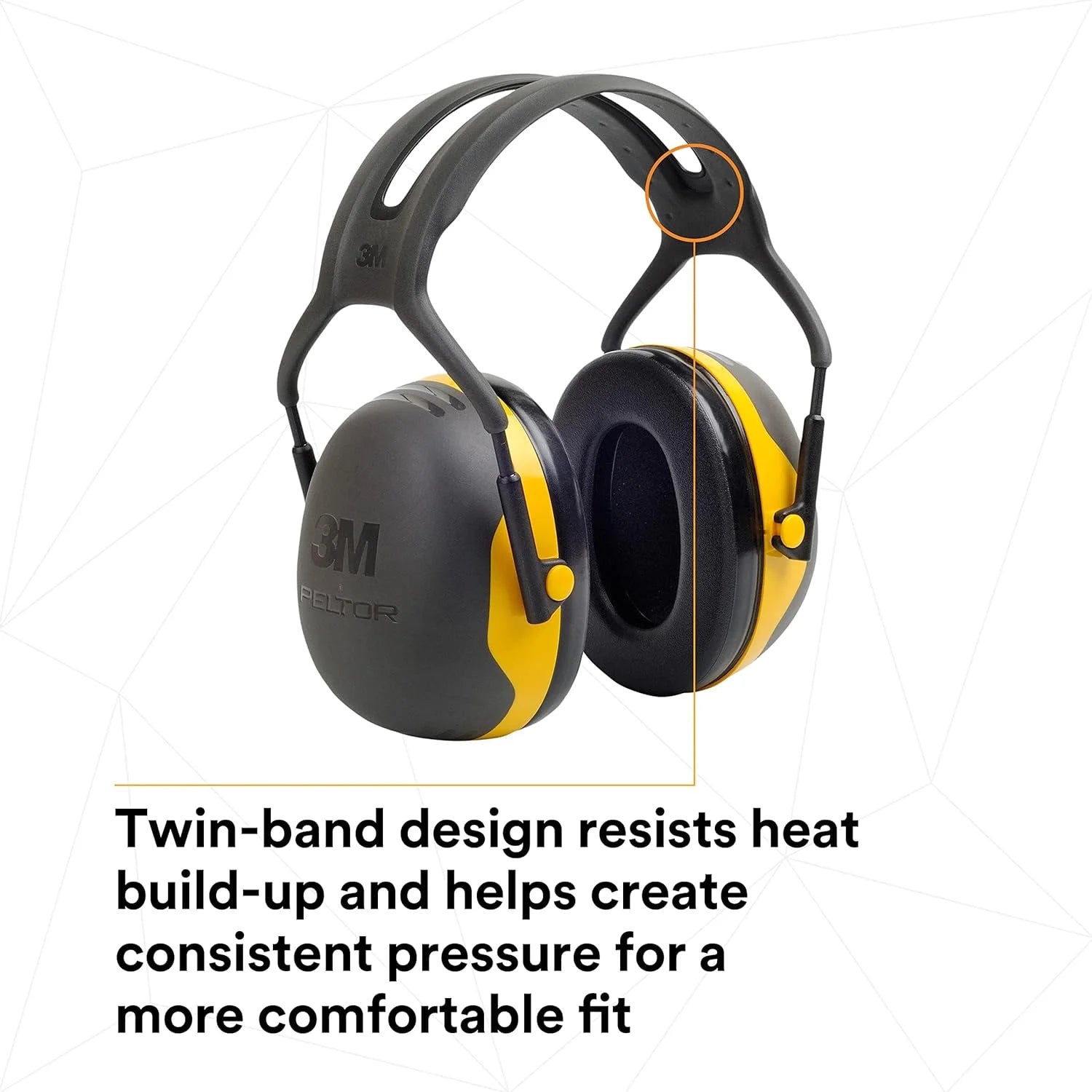 Peltor Black and Yellow Model X2A/37271(AAD) Over-The-Head Hearing Conservation Earmuffs
