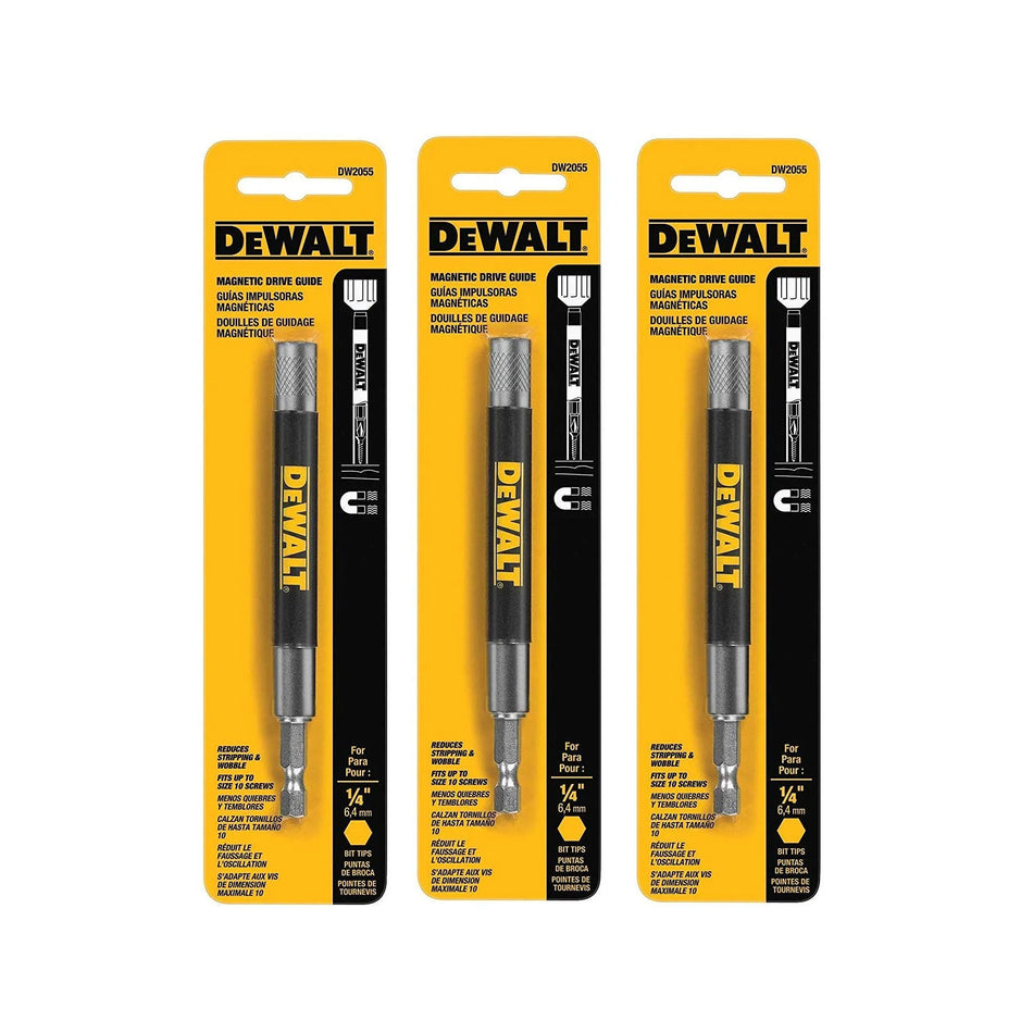 DeWalt DW2055 Magnetic Bit Tip Holder – 3-Pack – Self-Retracting Sleeve & Secure Screw Holding