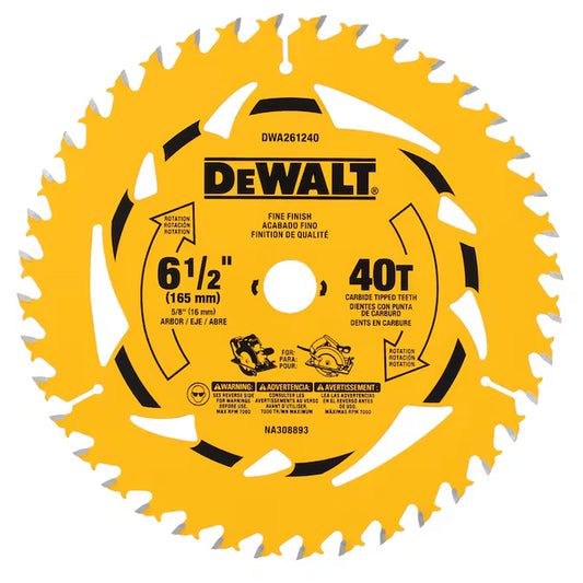 6-1/2-In 40 -Tooth Fine Finish Tungsten Carbide-Tipped Steel Circular Saw Blade Individual