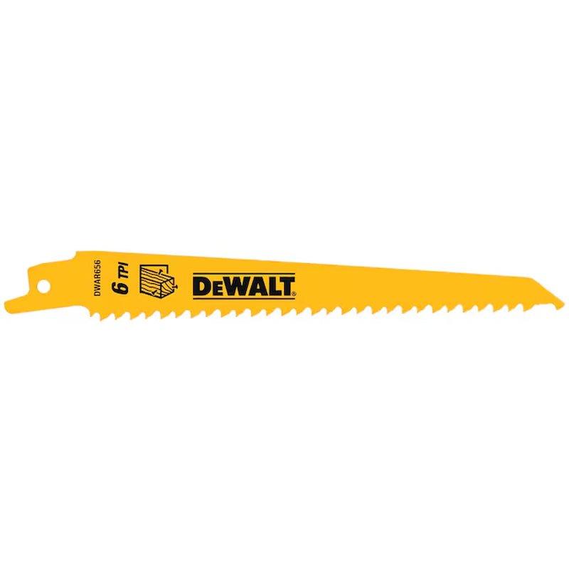 Bi-Metal 6-In 6 TPI Wood Cutting Reciprocating Saw Blade 5 -Pack