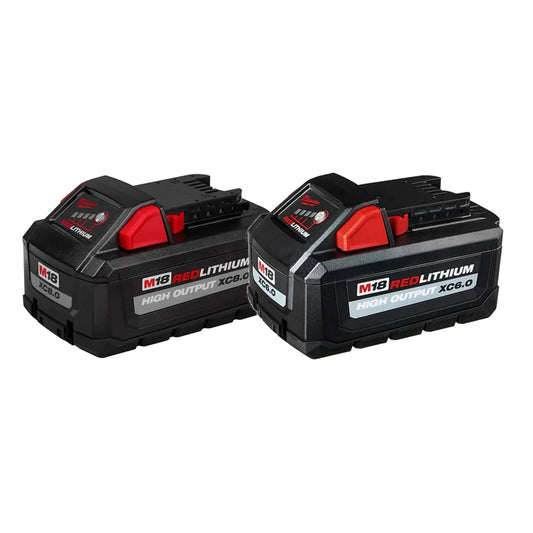 Red Lithium 18V 6.0Ah Power Tool Battery for  M18 Tools, 2 Count