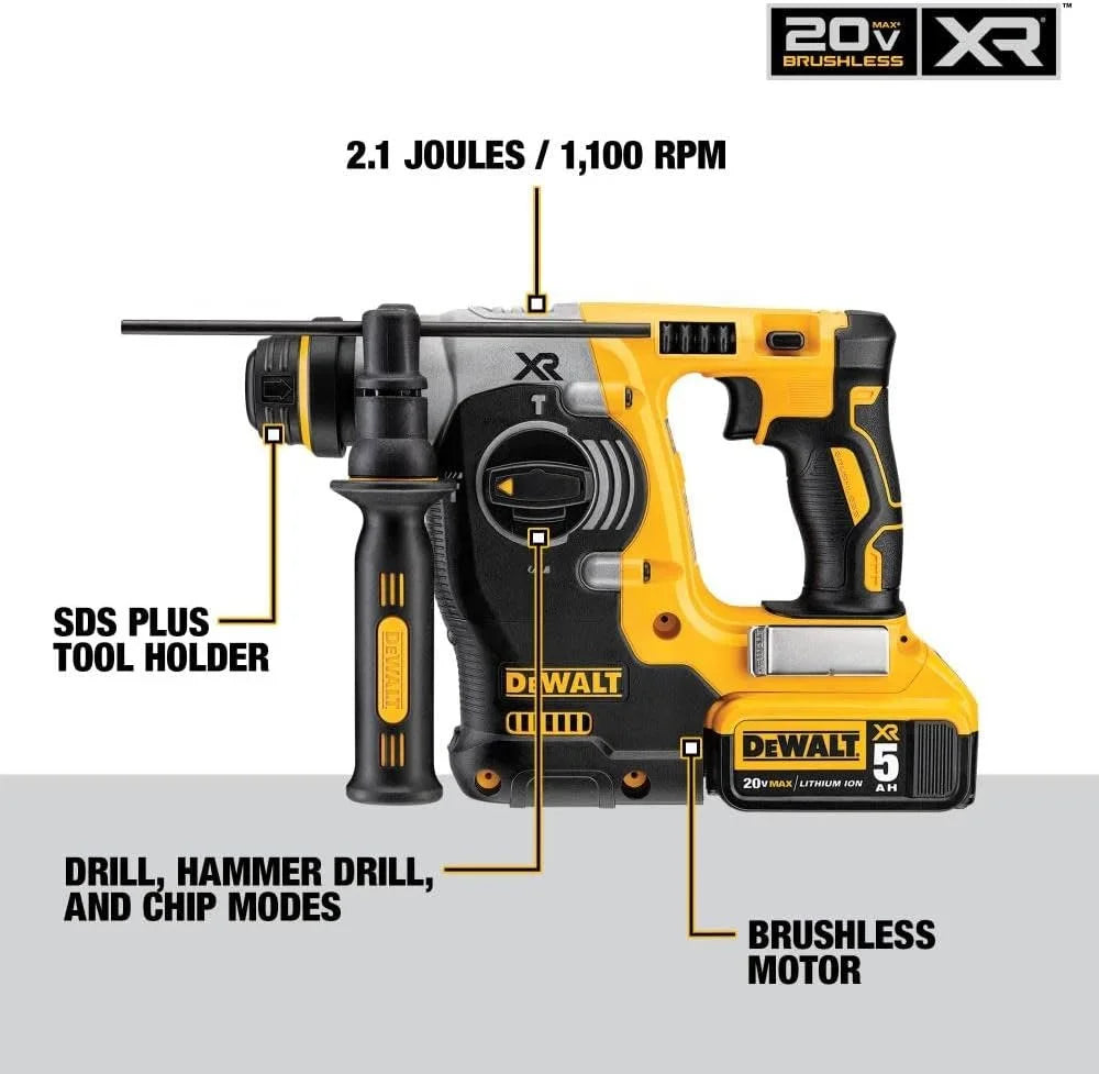 20V MAX SDS Rotary Hammer Drill Kit, 5-Ah Batteries DCH273P2