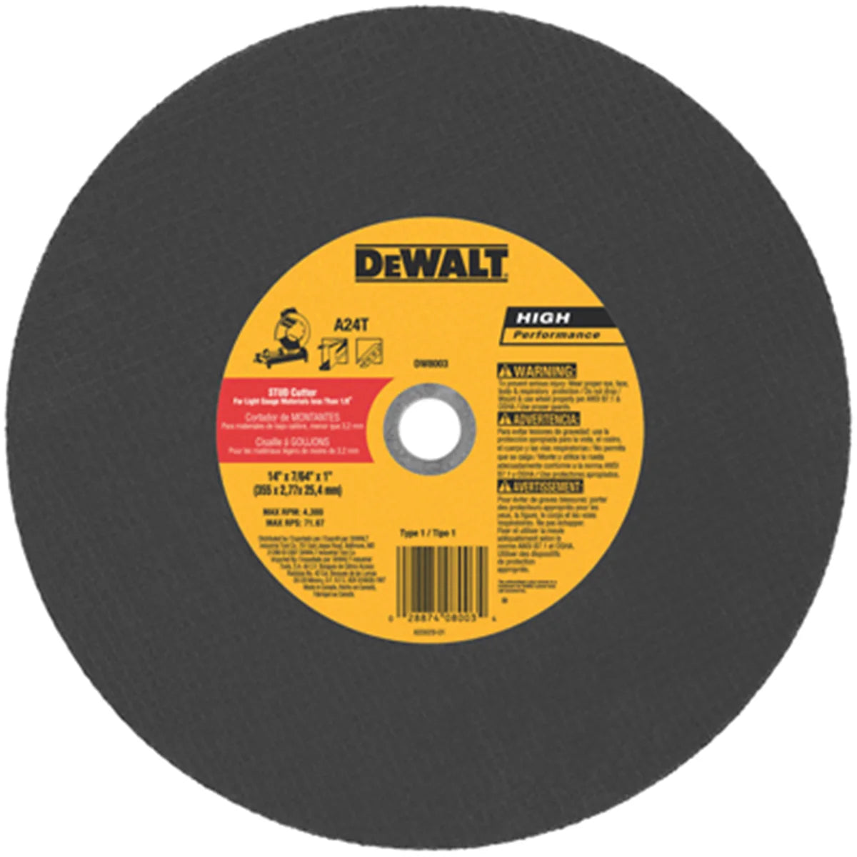 14"X1" Stud Chop Saw Whl (Lt)