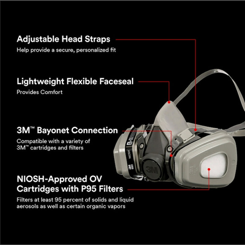 Grey Reusable P95 Medium Multi-Purpose Half Face Respirator