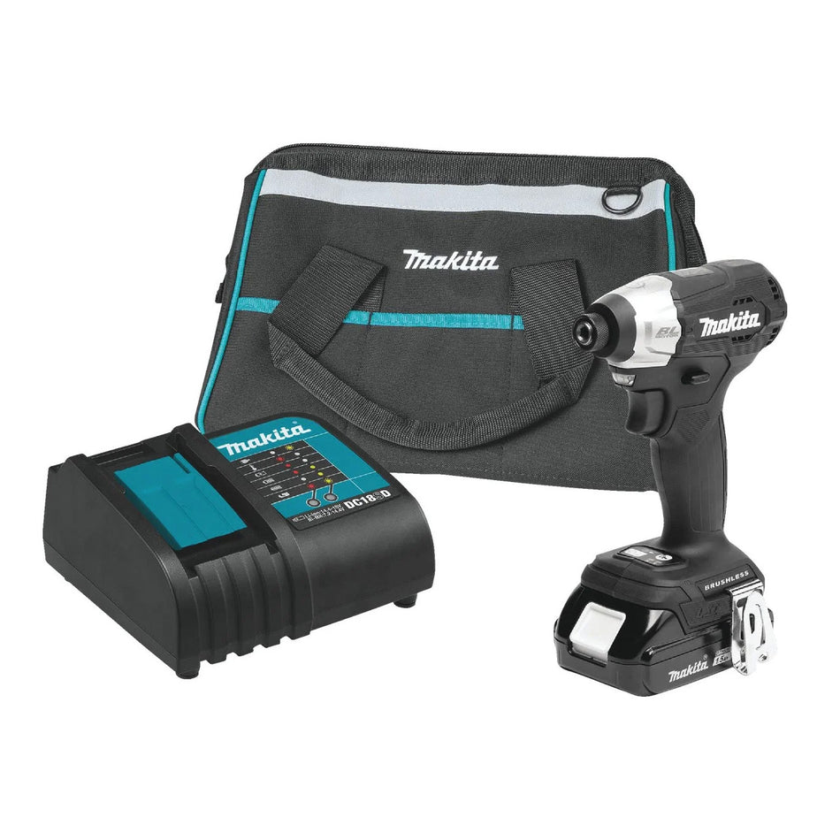 Makita XDT18SY1B 18V LXT Sub-Compact Brushless Impact Driver Kit – 1,240 in-lbs Torque, 2-Speed, LED Lights